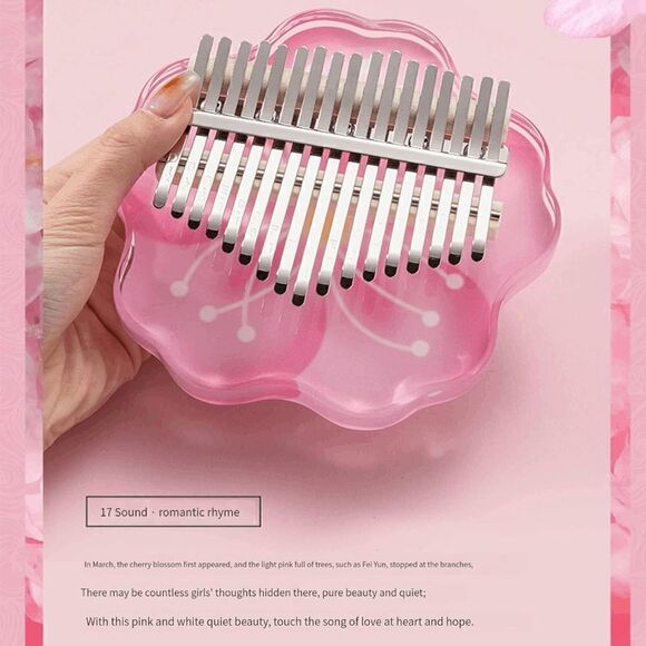 Kalimba 17 Note Keys Thumb Piano Pink Crystal Clear Transparent Finger Piano - Picture 3 of 6